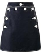Stella Mccartney Button Mini Skirt, Women's, Size: 38, Blue, Polyamide/cotton/linen/flax