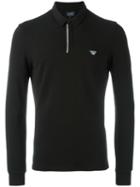 Concealed Buttons Polo Shirt, Men's, Size: Xl, Black, Cotton/spandex/elastane, Armani Jeans