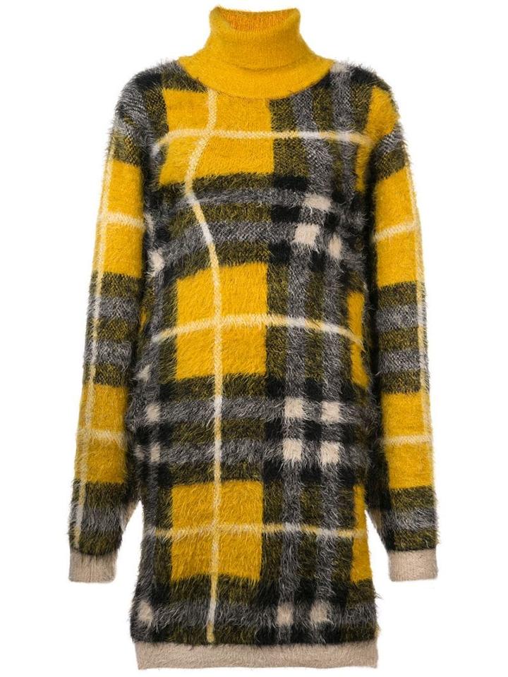 Y/project Tartan Turtleneck Dress - Yellow