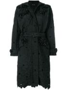 Simone Rocha Scalloped Edge Embroidered Trench Coat - Black