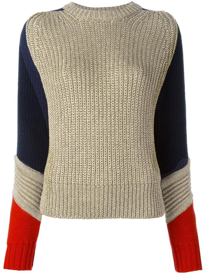 Tommy Hilfiger Colour Block Jumper, Women's, Size: Medium, Grey, Polyamide/viscose/wool/metallic Fibre