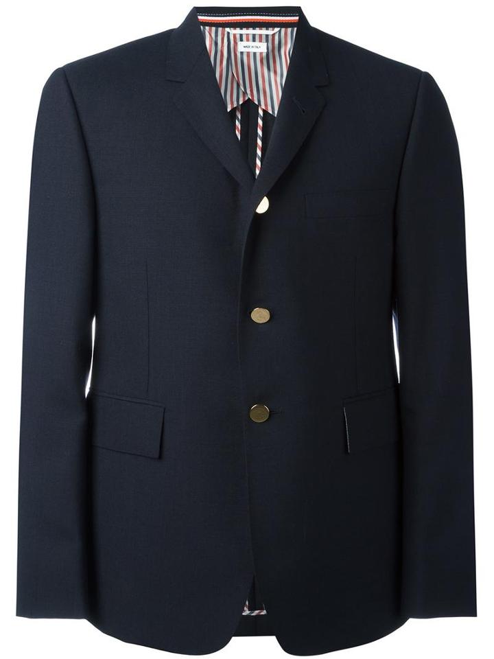 Thom Browne Flap Pockets Blazer, Men's, Size: 2, Blue, Wool/cupro