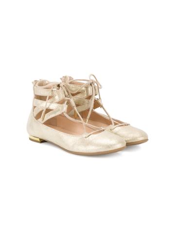 Aquazzura Mini Mini Belgravia Lace-up Flats - Metallic