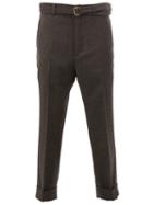 Wooster + Lardini Belted Tapered Trousers, Men's, Size: 50, Grey, Wool