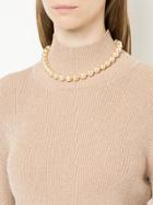 Chanel Vintage Turnlock Imitation Pearl Necklace - White
