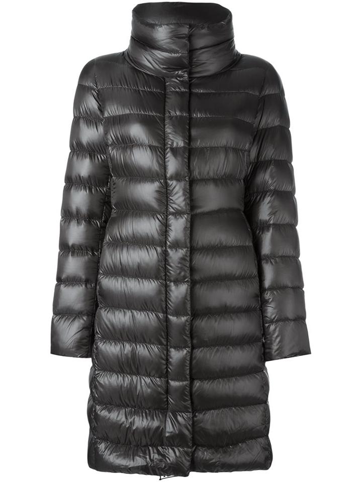 Herno Funnel Neck Coat, Women's, Size: 42, Grey, Feather Down/polyamide/nylon