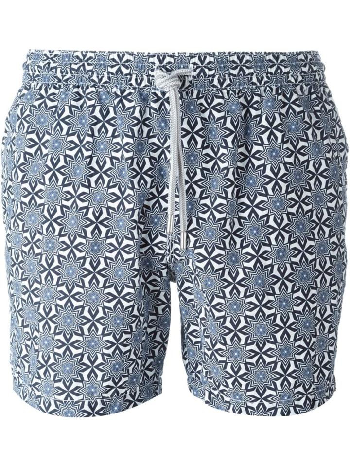 Capricode Printed Swim Shorts, Men's, Size: L, Blue, Polyamide