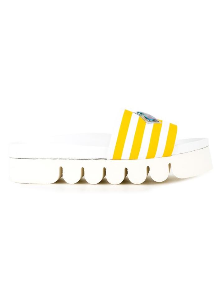 Joshua Sanders Striped Embellished Flip Flops
