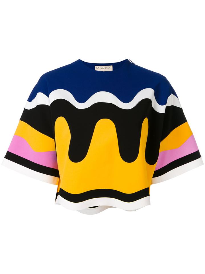 Emilio Pucci - Wave (blue) Print T-shirt - Women - Nylon/spandex/elastane/viscose - 40, Nylon/spandex/elastane/viscose