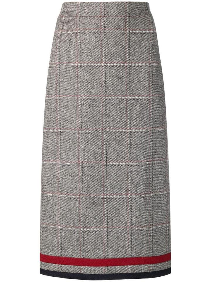 Thom Browne Windowpane Tweed Pencil Skirt - Grey