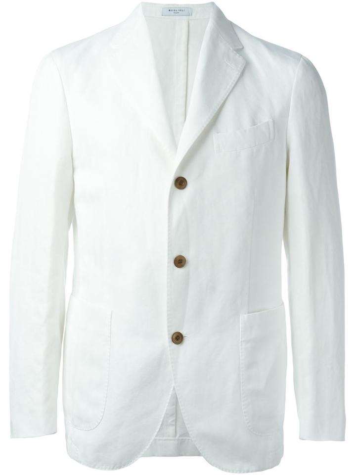 Boglioli Patch Pocket Blazer, Men's, Size: 54, White, Cotton/linen/flax/cupro