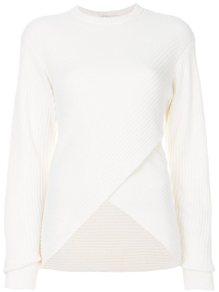 Mugler Ribbed Crossover Sweater - White