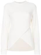 Mugler Ribbed Crossover Sweater - White