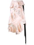 Marques'almeida - Ruffled High Low Skirt - Women - Cotton/polyester/acetate/cupro - 10, Pink/purple, Cotton/polyester/acetate/cupro