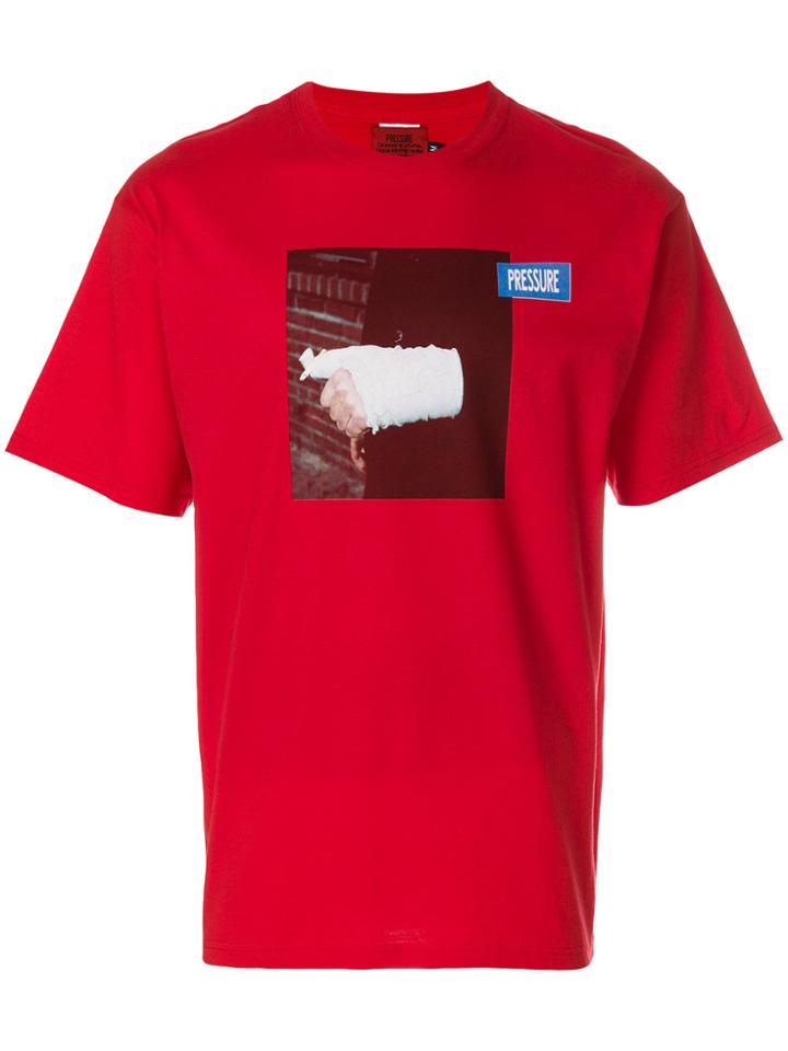 Pressure Broken Arm Print T-shirt - Red