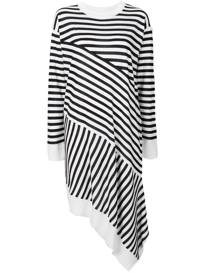 Mm6 Maison Margiela Asymmetric Striped Sweater Dress - Black