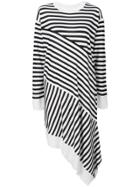 Mm6 Maison Margiela Asymmetric Striped Sweater Dress - Black
