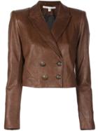Veronica Beard Cropped Leather Jacket - Brown
