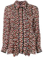 Marni Printed Ruffle Trim Shirt, Women's, Size: 40, Silk