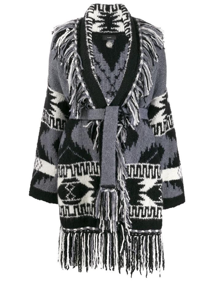 Alanui Fringed Belted Cardigan - Grey