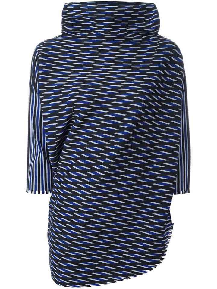 Issey Miyake Jacquard Wrap Jumper, Women's, Size: 2, Black, Cotton/nylon/polyester