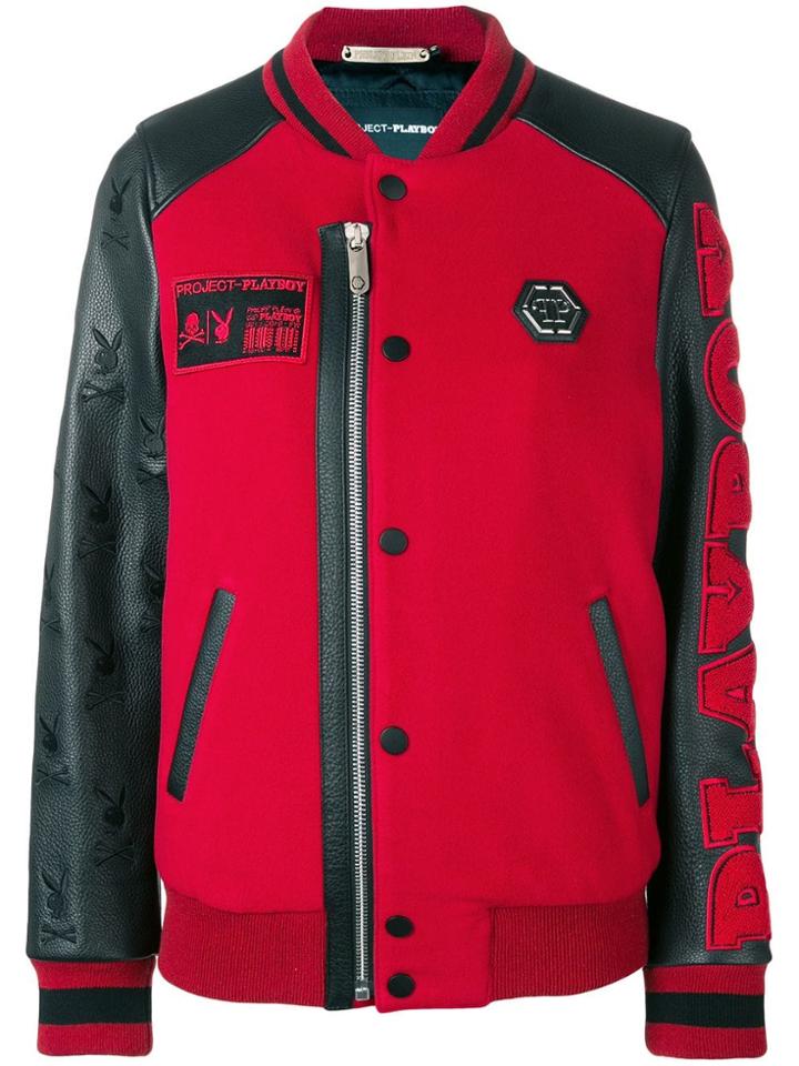 Philipp Plein Philipp Plein X Playboy Logo Bomber Jacket - Red