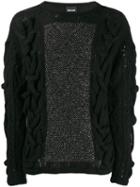 Just Cavalli Embellished Textured Knit Sweater - Black