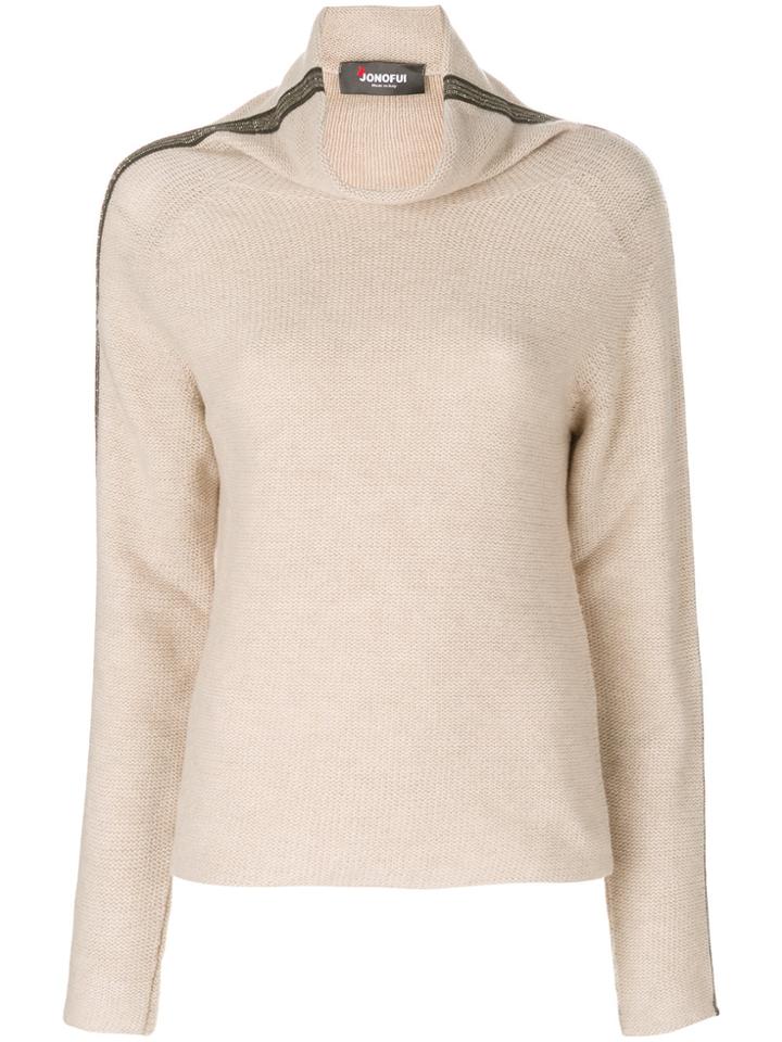 Jo No Fui Striped Sleeve Jumper - Nude & Neutrals