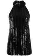Galvan Stardust Sequin Top - Black