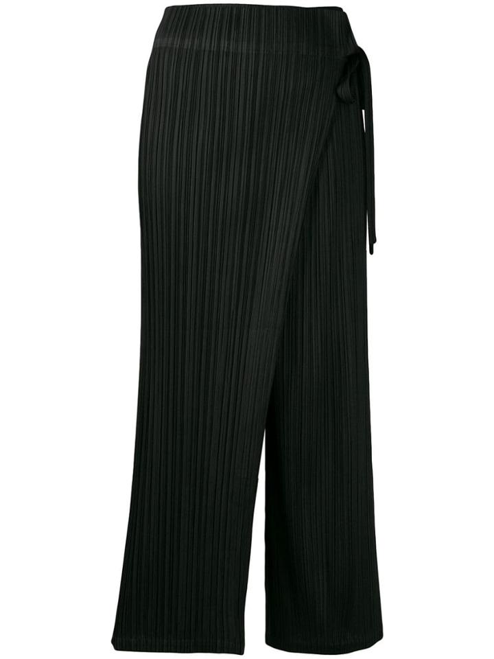 Pleats Please By Issey Miyake Draped Pleated Trousers - Black