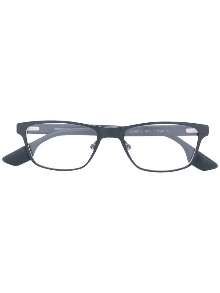 Mcq By Alexander Mcqueen Eyewear - Embellished Square Glasses - Unisex - Metal (other) - One Size, Black, Metal (other)