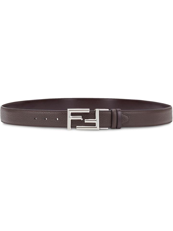 Fendi Ff Logo Plaque Slim Belt - Brown