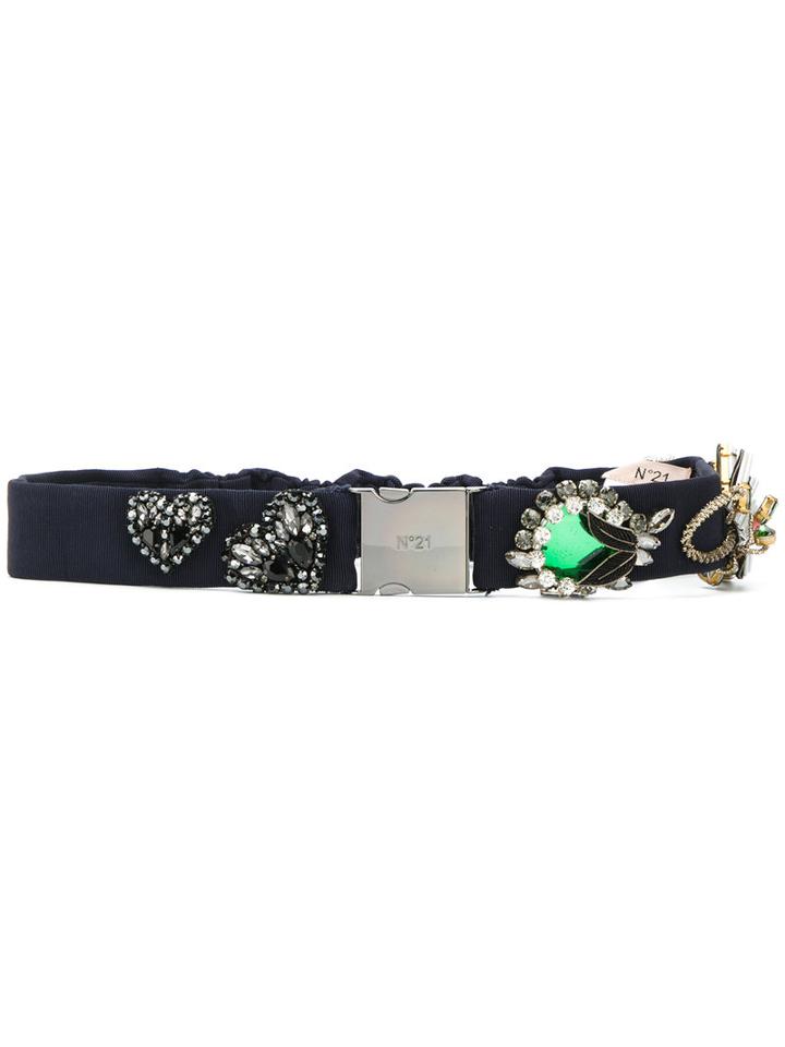 No21 - Crystal Embellished Belt - Women - Cotton/viscose - S, Blue, Cotton/viscose