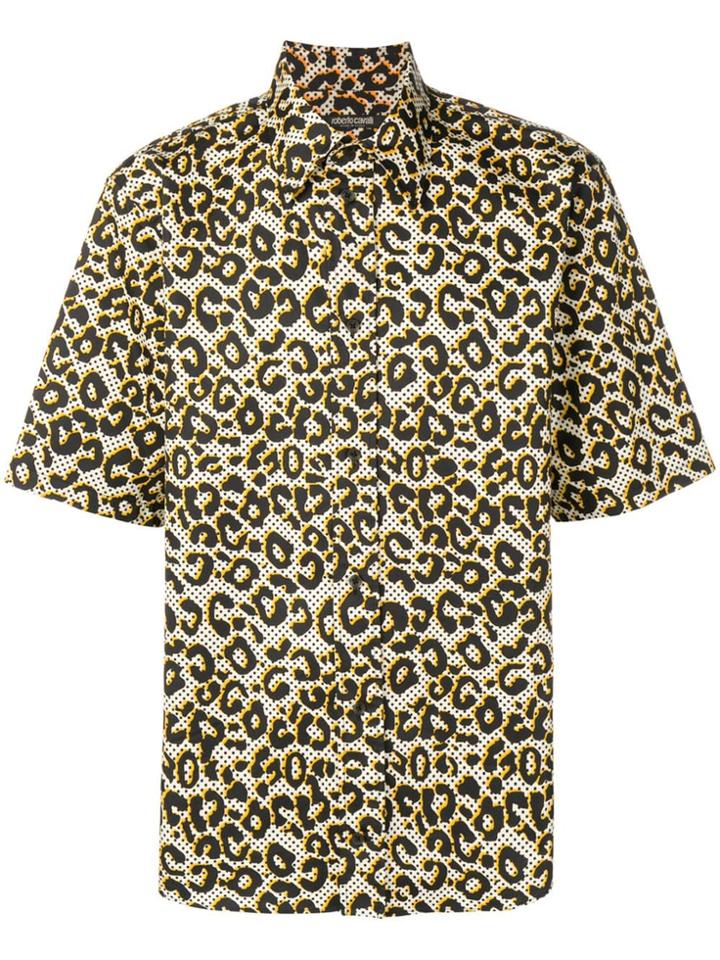 Roberto Cavalli Animal Print Button-up Shirt - Yellow