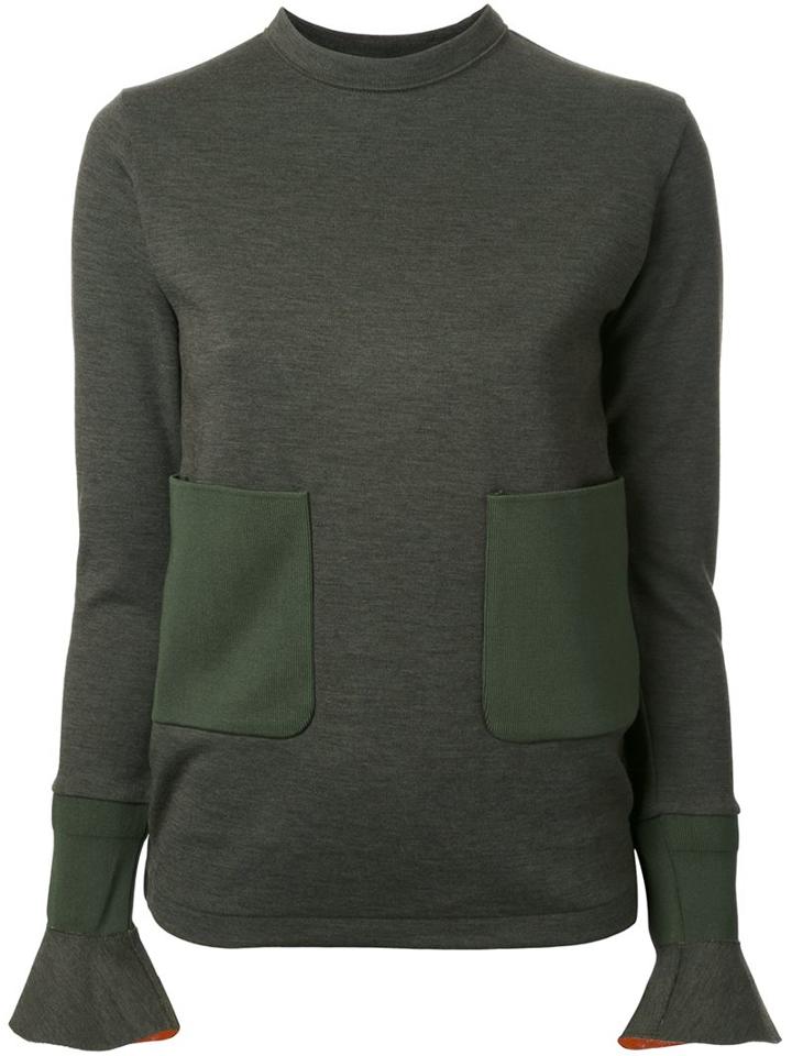 Toga Patch Pocket Jersey Pullover, Women's, Green, Polyester/wool