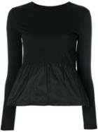 Red Valentino - Gathered Waist Longsleeved Blouse - Women - Silk/cotton/polyester - M, Black, Silk/cotton/polyester