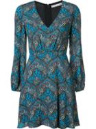 Alice+olivia Gothic Print Flared Dress, Women's, Size: 2, Blue, Viscose/polyester/spandex/elastane