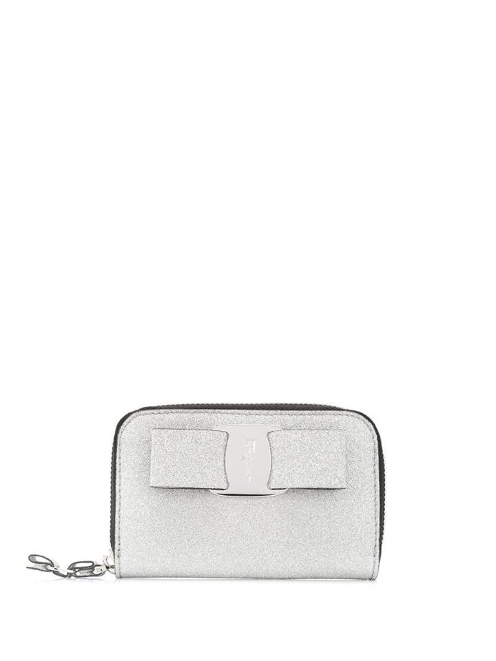 Salvatore Ferragamo Glitter Bow Wallet - Silver