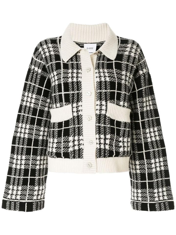 Barrie Check Embroidered Cardigan - Black