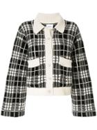 Barrie Check Embroidered Cardigan - Black