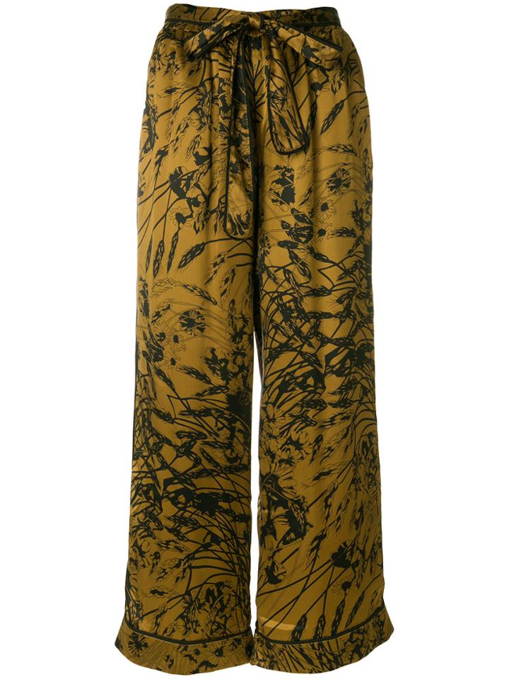 Gold Hawk Floral Wide Leg Trousers - Black