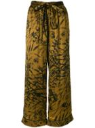 Gold Hawk Floral Wide Leg Trousers - Black