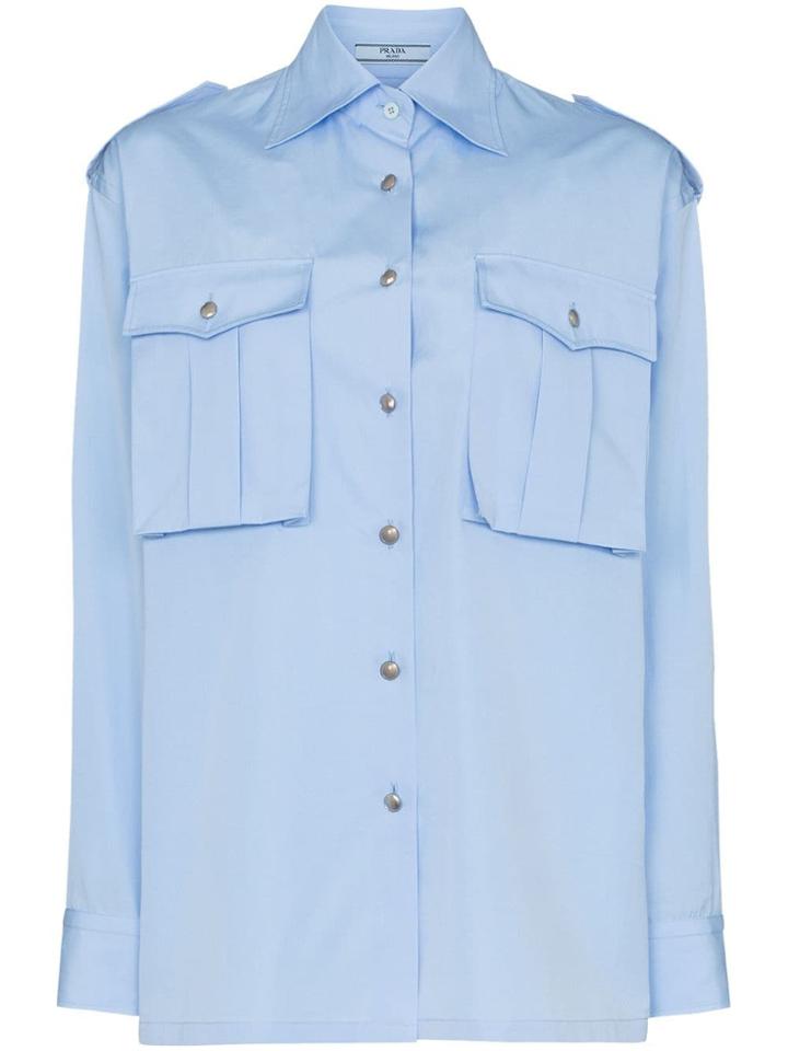 Prada Oversized Utility Shirt - Blue