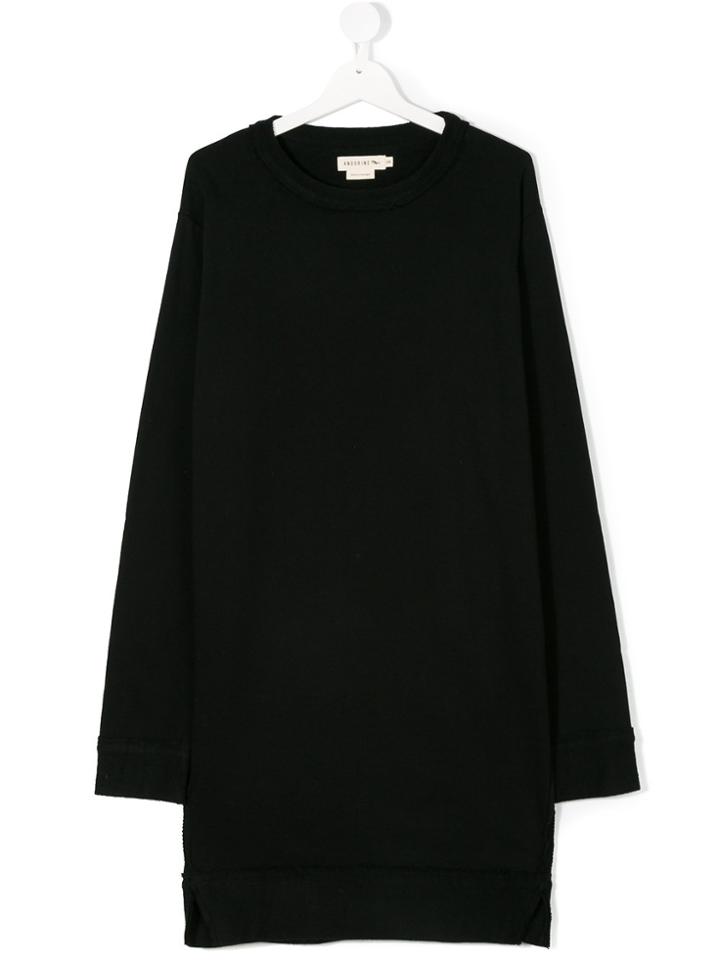Andorine Embroidered Sweatshirt Dress - Black