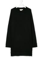 Andorine Embroidered Sweatshirt Dress - Black