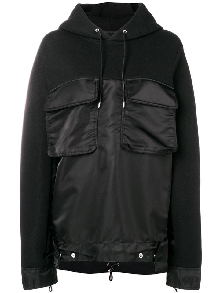 Sacai Long-sleeve Hooded Sweatshirt - Black