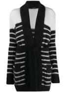 Balmain Striped Belted Cardi-coat - Black