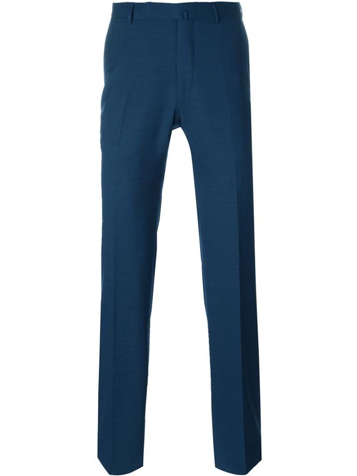 Ermenegildo Zegna Transeasonal Trousers, Men's, Size: 50, Blue, Viscose/wool