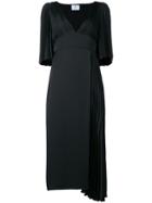 Prada Pleated V-neck Dress - Black