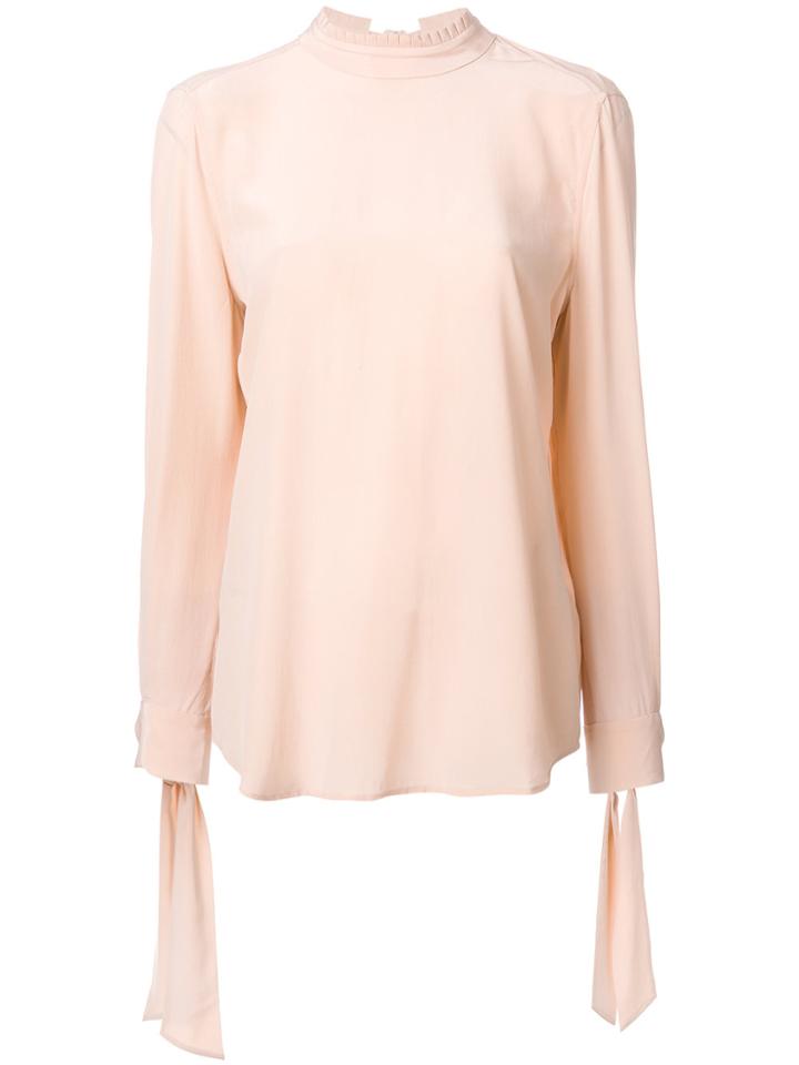 Equipment Tied Neck And Sleeve Blouse - Pink & Purple
